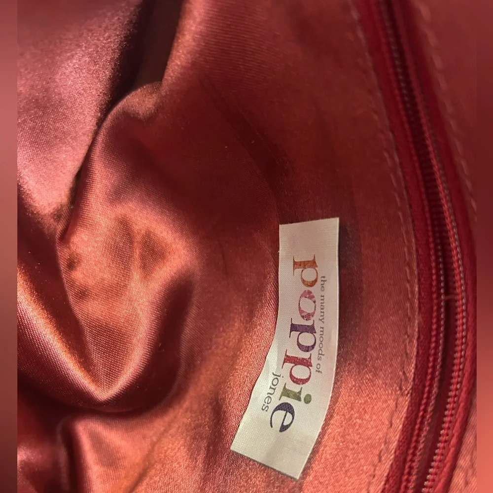 Poppie Jones Vintage Red Faux Leather Clutch with Chain Strap EUC - Picture 4 of 13